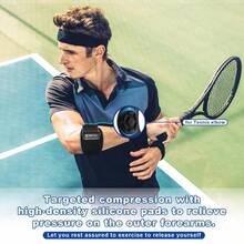 1个网球肘支撑护具，带可拆卸衬垫，男女通用可调节网球肘护具，舒适的高尔夫球肘绑带，网球肘固定器，运动及日常使用的理想之选。 - 黑色 - 查看 6