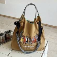 新款女士手提包，猫咪刺绣，大容量，可折叠购物袋，适合通勤、旅行、休闲、节日、派对、圣诞礼物，宽敞的手提包，通勤包，女士钱包 - 彩色 - 查看 14