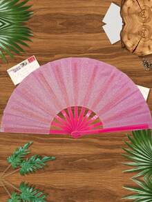 1/2 piezas Abanicos plegables grandes, adecuados para baile lineal, abanicos plegables de mano para damas, decoración de boda y fiesta al aire libre, portátiles - multicolor - Ver 11