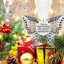 AFYPRTY Christmas Decorations Christmas Tree Ornaments Alloy Butterfly Ornaments Christmas Gifts "A Piece Of My Heart Is In Heaven" Angel Wing Ornaments Christmas Party Decorations