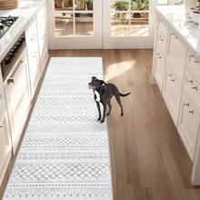 Large Washable 6x9 Area Rug: Boho Moroccan Geometric Neutral, Non-Slip Foldable Indoor Floor Carpet For Living Room, Bedroom, Dining Table - Beige, 6X9 - Dark Grey - View 2