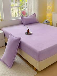 1 Stück luxuriöse Korallenfleece Spannbettlaken, Bettbezug, dicke warme Milchvelour Matratzenschoner, maschinenwaschbar, Kissenbezug nicht enthalten, weich und bequem für Schlafzimmer Bettwäsche. Geeignet für Einzel-, Doppel-, King- und Queensize-Betten. Maschinenwaschbar