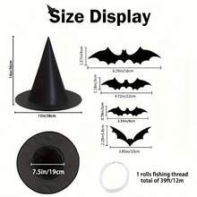 Đồ trang trí mũ phù thủy treo Halloween, 3 gói, thiết kế mũ phù thủy nổi bằng polyester cho bầu không khí ma quái, đồ trang trí trần nhà và phòng tự làm dễ dàng cho tiệc Halloween và Ngày của người chết – Không cần điện, Giáng sinh - màu đen - Xem 9
