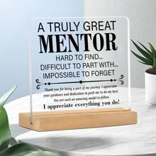 1 Stück Acryl-Wertschätzungsplakette für Chef, Lehrer - Motivierendes Dankeschön-Geschenk, Büro-Schreibtisch Dekoration mit Holzständer