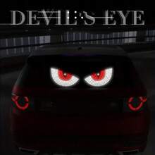 YITUMU 2 pezzi Luci per auto a LED con occhio di diavolo per Ognissanti - Lampade decorative per atmosfera alimentate tramite USB con 11 modalità di lampeggio, luce rossa/blu/bianca inquietante, facile installazione per auto, SUV e camion