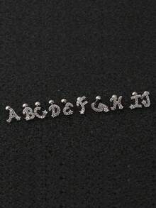 1pc 26 Letter Zirconia Stud Earrings, Stainless Steel Material, Minimalist & Fashionable, Suitable For Men & Women, Daily Wear & Party