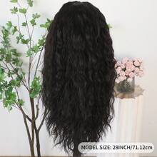 13X4 Free Part Ombre Pink Body Wave Synthetic Lace Front Wigs For Women 28 Inch Long Wavy Hair Wigs Glueless Soft Pink Ombre Colored Wigs Heat Resistant Christmas Wig Natural Long Wave Lace Front Wigs For Daily Party Cosplay Use - 黑色 - 查看 8