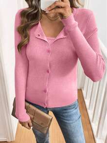 مجموعة قطعتين من البلوزة والسترة والكارديجان للخريف والشتاء، أنيقة وعصرية