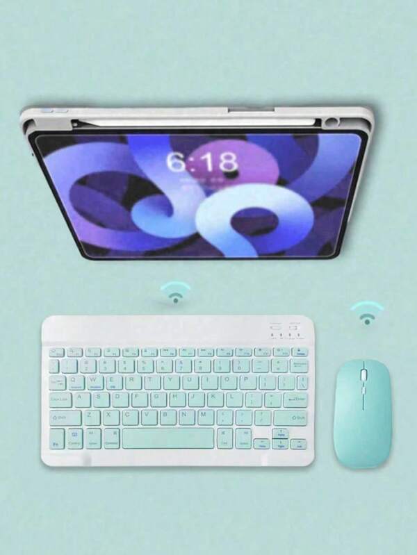 AKKHOO Combo de teclado e mouse sem fio Bluetooth, compatível com iPad, computador, telefone, tablet, recarregável, silencioso, mini conjunto de teclado e mouse