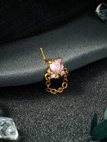 20G Dangle Nose Ring L Shaped Dangling Nose Stud For Women Stainless Steel Nose Ring Studs CZ Flower Dangle Nose Rings Hoops Nose Piercing Jewelry