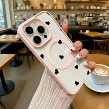 Made From TPU, This Transparent Lightweight Case Features A Bold Black Heart Design For A Stylish And Playful Touch. It Provides Full Coverage For The Camera And Buttons. Available In Multiple Colors. Compatible With 11, 12, 13, 14, 15, 16 Pro Plus ProMax Series. - 粉色 - 查看 2