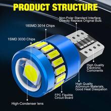 S&D 2 件 T10 W5W LED 灯泡 Canbus W16W T15 921 汽车灯 3030 芯片 无故障适用于后备倒车灯自动尾灯 12V