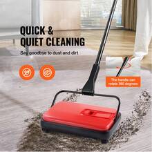 Carpet Sweeper Manual, Floor Sweeper With 300 Ml Dustbin Capacity Easy To Empty, 6.7 Inch Cleaning Width For Home Office Carpets Pet Hair Dust, Red - Đỏ - Xem 2