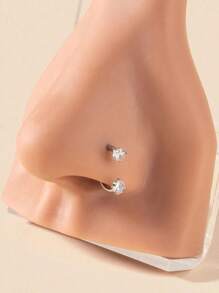 2pcs Nose Ring, Stainless Steel Nose Hoop Ring Horseshoe Nose Ring, 18G Zirconia Nose Rings For Woman Man, Fashion Septum Lip Eyebrow Helix Daith Ear Piercing Jewelry, All-Season Accessories, Perfect Birthday Gift