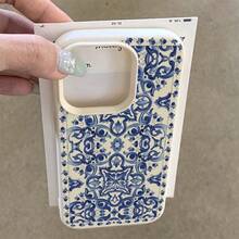 1pc TPU Material Blue Elegant Floral Pattern Full Screen Phone Case Compatible With Apple/ Phones - White - View 4
