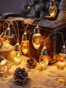 LED Christmas Light Bulb Wishing Lamp, Fairy Lights, Christmas Snow Globe String Lights, Decor Santa Claus/Snowman/Reindeer/Christmas Tree And Gift Box, Wishing Bottle Wedding Party Indoor Decoration - Battery Powered (Batteries Not Included), Suitable For Festivals, Bedroom, Yard, Wedding, Holiday, Camping, Home, Garden, Christmas, Party And Holiday Home Christmas Decor!Christmas Decoration XMAS Decor Christmas Tree Gift Decor Thanksgiving Wedding Home Decor Home Decor Fall Decor Autumn Decor Birthday Decorations For Gifts Party Supplies Indoor Outdoor Garden Holiday Festival Decor Halloween Decor Wall Decor Halloween Ornaments