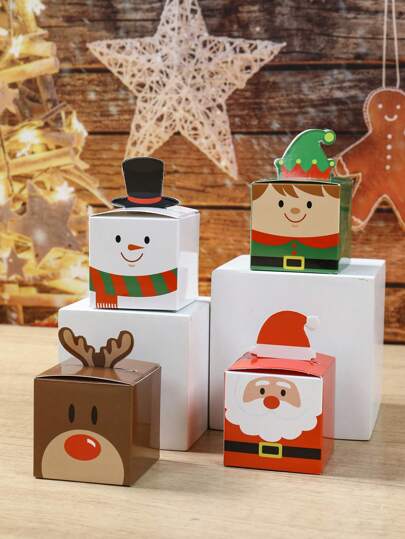 24 cajas de dulces navideños, caja de regalo con diseño de Papá Noel, muñeco de nieve y reno, caja de golosinas navideñas, caja de regalo de dulces, decoración navideña alegre, decoración navideña, decoraciones navideñas para el hogar, organización y almacenamiento