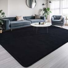Large Modern Area Rugs For Bedroom,  Thickened Memory Foam Indoor Carpets For Living Room, Soft Non Slip Low Pile And Machine Washable Rug - 黑色 - 查看 2