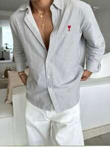 Casual Minimalist Fashion Business Loose Fit Long Sleeve Shirt For Men - Multicolor - View 1