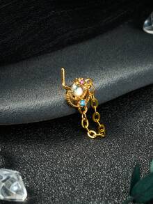 20G Dangle Nose Ring L Shaped Dangling Nose Stud For Women Stainless Steel Nose Ring Studs CZ Flower Dangle Nose Rings Hoops Nose Piercing Jewelry