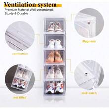 1 pieza/3 piezas/6 piezas Caja apilable grande de plástico duro acrílico transparente con apertura frontal - Fácil instalación, ahorro de espacio, perfecta para armarios, zapatos deportivos, almacenamiento de oficina, la solución definitiva para el almacenamiento de zapatos.