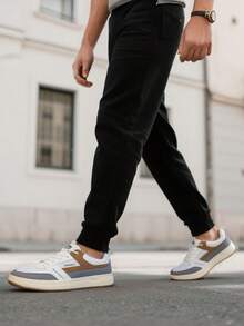 Zapatillas De Skate Casuales Para Hombre,Men's antideslizante zapatos deportivos ligeros,fitness/commuting,multifuncional deportes usable simple color que choca zapatos de tablero de estudiante. - Beis - Ver 5