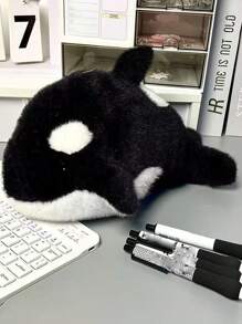 1 件可爱大号鲨鱼铅笔盒，大容量，高品质毛绒，适用于学校用品，返校 - 彩色 - 查看 4