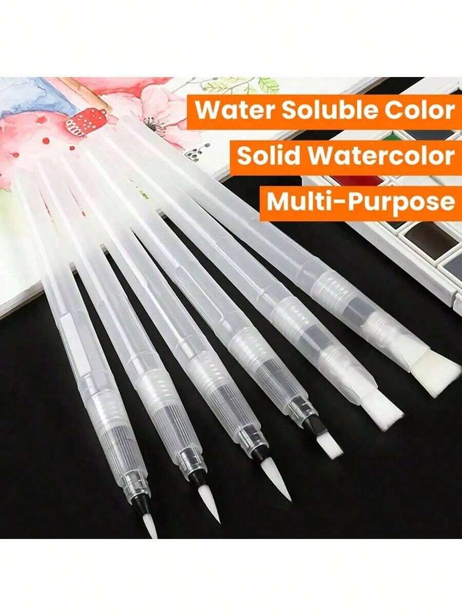 3/6pcs Watercolor Brush Set | No Ink, Self Fill, Suitable For Professional Art, Painting