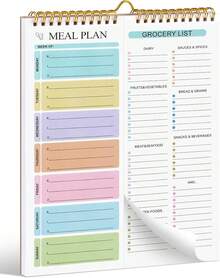 Joyberg Meal Planner Notebook 8.5x11", 50 Sheets Magnetic, Double Helix Meal & Grocery List, Wall-Mountable Menu Planner Daily & Weekly Plan - 1 - Xem 1