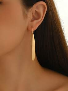 1 Pair Elegant Minimalist Gold-Tone Earrings, Versatile For Daily Wear, Gifts, Parties, And Occasions