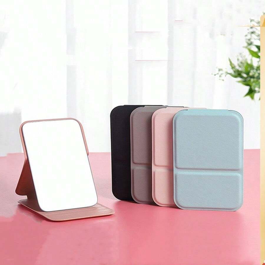 2-częściowe przenośne lusterko do makijażu, lusterko ze skóry PU, składane, lusterko podróżne, idealne na prezent, niezbędne akcesoria podróżne, niezbędne akcesoria do makijażu, łatwe do przechowywania na Boże Narodzenie, idealne na prezenty świąteczne, na powrót do szkoły, przenośne składane lusterko do makijażu ze skóry PU