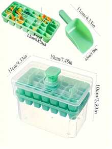 一套DIY冰格，带盖和冰勺，可重复使用制冰模具，34/68格，单层/双层，易脱模，塑料材质，夏季饮品必备，家用制冰机