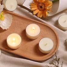 100/50/25pcs Soy Wax Tea Lights, 6-Hour Long Burn Time, Smokeless & Odorless Soy Wax Tea Candles, Ideal For Elegant & Romantic Home Use, Meditation, Anniversary, Pool, Chapel, Wedding, Church, Seasonal Celebration, And Emergency - 6h-white - View 6