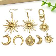 2 件不锈钢日月吊坠镀金天体太阳吊坠适用于 DIY 珠宝制作吊坠手链耳环项链手链用品