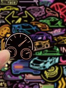 SCXXBSW 50pcs Neon Racing Cartoon Graffiti Stickers Decorative Handbooks Water Cups Notebook Luggage Stickers - Multicolor - View 7