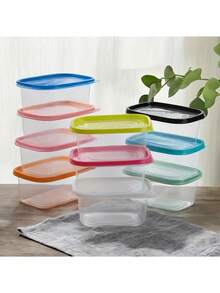 10pcs Stackable Food Storage Containers With Lids, Plastic Lunch Boxes, Suitable For Grains, Meat, Fruits, And Vegetables - Dishwasher And Microwave Friendly