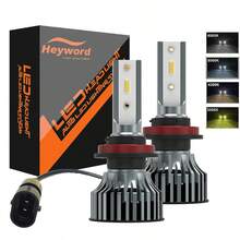 Heyword 2 件 H7 LED Canbus 汽车大灯超级 HB4 H11 H4 H1 9012 HB3 9005 9006 灯泡，适用于 6000K、3000K、4300K、8000K 汽车灯