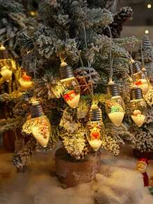 LED Christmas Light Bulb Wishing Lamp, Fairy Lights, Christmas Snow Globe String Lights, Decor Santa Claus/Snowman/Reindeer/Christmas Tree And Gift Box, Wishing Bottle Wedding Party Indoor Decoration - Battery Powered (Batteries Not Included), Suitable For Festivals, Bedroom, Yard, Wedding, Holiday, Camping, Home, Garden, Christmas, Party And Holiday Home Christmas Decor!Christmas Decoration XMAS Decor Christmas Tree Gift Decor Thanksgiving Wedding Home Decor Home Decor Fall Decor Autumn Decor Birthday Decorations For Gifts Party Supplies Indoor Outdoor Garden Holiday Festival Decor Halloween Decor Wall Decor Halloween Ornaments