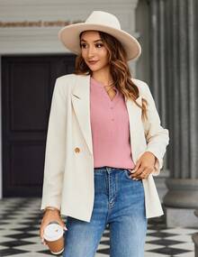 SANOPY Ladies Notched V Neck Short Sleeve Casual Elegant Work Commuting Shirt Spring & Summer Top Street Wear - 粉色 - 查看 2