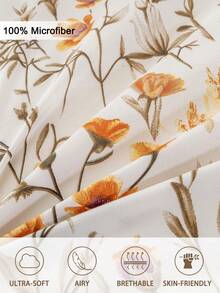 Conjunto de capa de edredom com estampa floral de folhas 3 peças (1 capa de edredom e 2 fronhas), macio e suave para a pele, conjunto de lençóis para casa para todas as estações