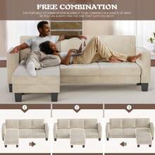 Velvet Convertible Reversible Chair Living Room Furniture Set - Beige - View 9