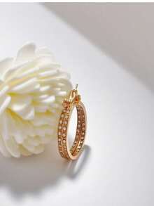 1 Pair Women's Fashion Simple Personalized Round Elegant Hoop Earrings, Suitable For Daily Commute, Outing, And Party Wear