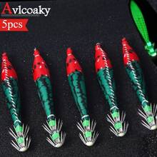 AVLCOAKY 5 piezas Cebo de pesca de 10cm/6g con anzuelo y cola luminosa de plástico tipo calamar, cebo para pesca de pulpo y sepia en agua salada