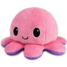 Original Reversible Octopus Pillow - Black + Orange - Adorable Sensory Fidget Animal To Show Your Mood - Perfect For Halloween! - 淺粉紅色+淺紫色 - 查看 2