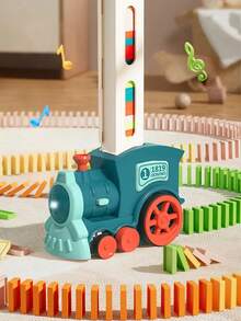 A Set Of Electric Domino Train Toy Set With Sound And Light,Automatic Domino Train Toys For Boys And Girls - 彩色 - 查看 9