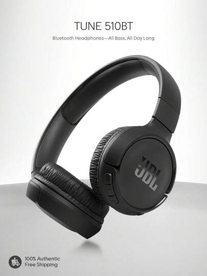 JBL Tune 510BT Wireless On-Ear Headphones, Pure Bass Sound, 40H Playtime With Fast USB-C Charging, Built-In Mic With Voice Assistant, Foldable Lightweight Design, Android IOS Compatible, Perfect For Music, Gaming, Gym, Travel