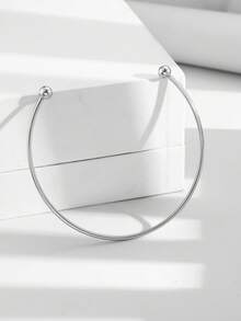 1pc Classic Minimalist Stainless Steel Smooth Double Ball Choker Necklace, Versatile For Women's Daily, Party, Wedding Wear Or Gift - Collar - View 10