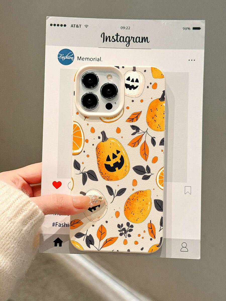 1pc Pumpkin Design Soft TPU Protective Phone Case, Compatible With IPhone 16/16 Plus/16 Pro/16 Pro Max/XR/XS Max/11/11 Pro/11 Pro Max/12/12 Pro/12 Pro Max/13/13 Pro/13 Pro Max/14/14 Pro/14 Plus/14 Pro Max/15/15 Pro/15 Plus/15 Pro Max, Fashionable/Elegant/Cute/ - Multicolor - View 1