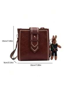 Túi xách đeo vai kiểu dáng retro đa năng màu trơn có chữ cái, dây đeo điều chỉnh được, phong cách thu đông mới, túi xô tối giản thường ngày, phù hợp cho đi làm, mua sắm và hẹn hò. - Cà phê - Xem 5