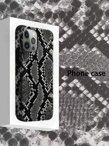 1 pieza Funda de teléfono de piel sintética con estampado de piel de serpiente gris, elemento animal de moda con impresión UV, funda de teléfono de piel sintética compatible con Apple/Galaxy S24 Ultra, 17 Pro Max/16 Pro Max/12 Pro/13/14 Plus/15 Pro Max/16 Pro Max, 11/13 Pro XR/XS Max, textura de piel de serpiente en relieve, cubierta protectora resistente a caídas, regalo creativo
